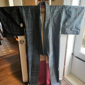 Vintage silk kimono, genuine silk from Japan, B condition, wearable